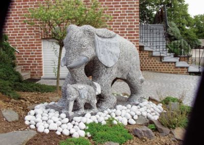 Elefant mit Baby Granit