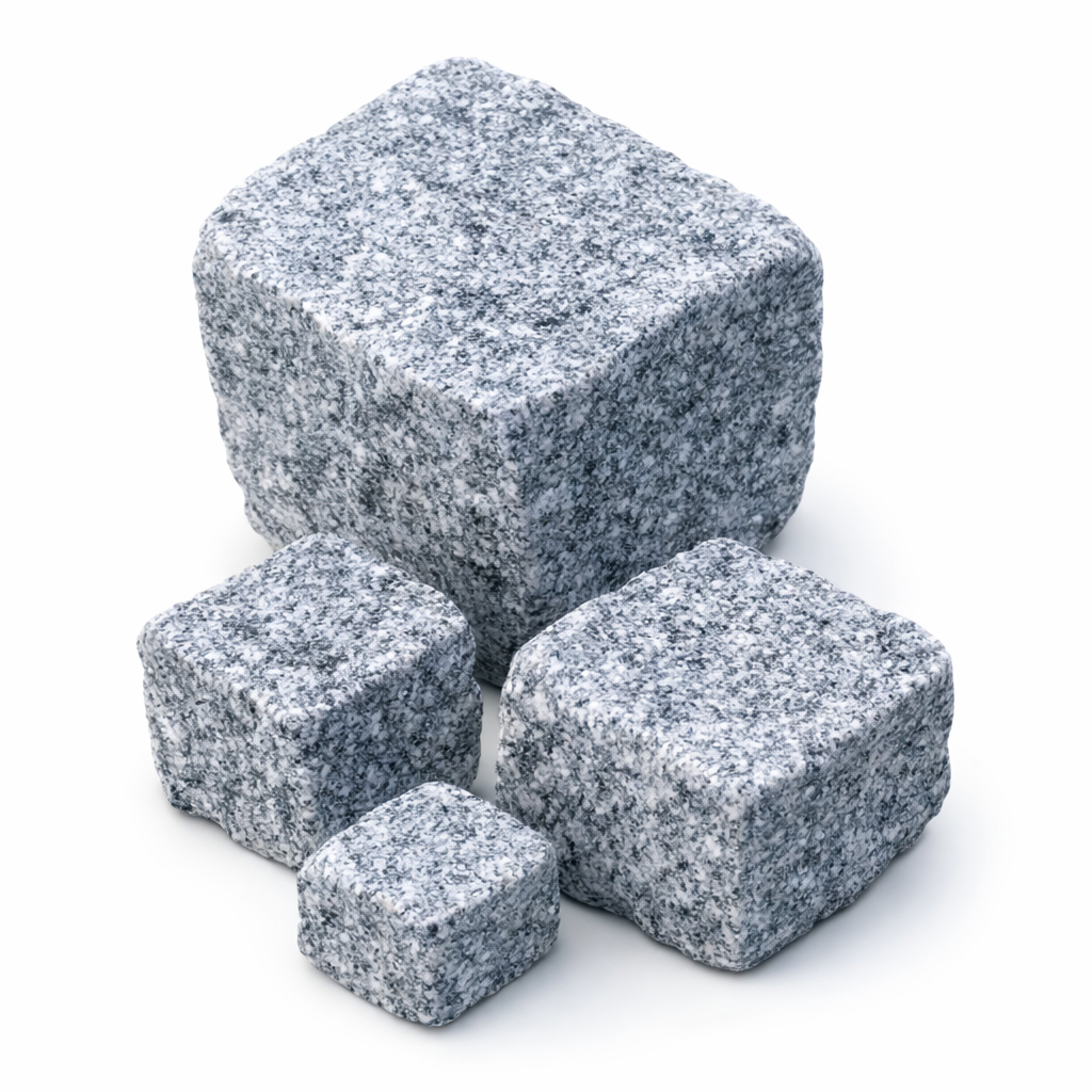 Granit Pflaster grau 15/17 cm Porto Grau 1000 kg BB